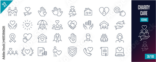 Best collection Care line icons. Charity, Donation,...