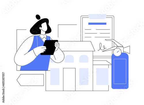 Fire inspection abstract concept vector illustration.
