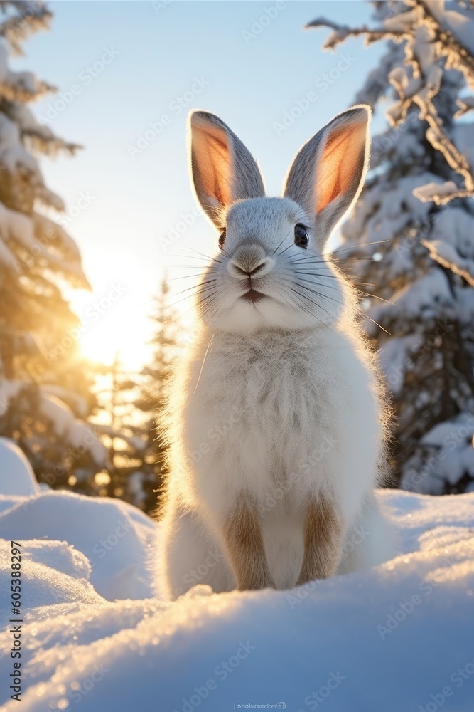 Snowshoe Hare. Generative AI Snowshoe Hare. Generative AI