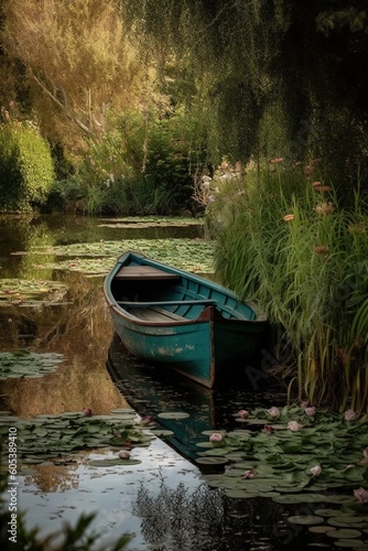 Boat on the river Generative AI