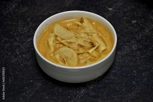 Coconut milk bamboo shoots, typical Indonesian food cuisine