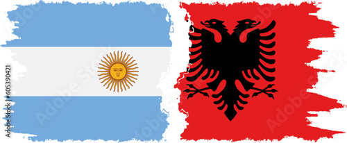 Albania and Argentina grunge flags connection vector