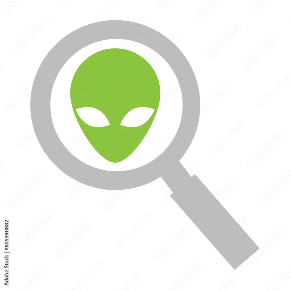 alien head inside magnification glass alien head inside magnification glass