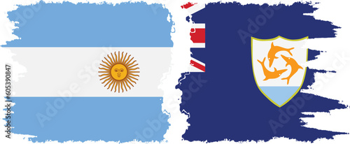 Anguilla and Argentina grunge flags connection vector
