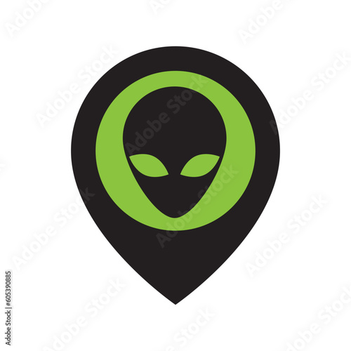 Alien head inside location pin icon
