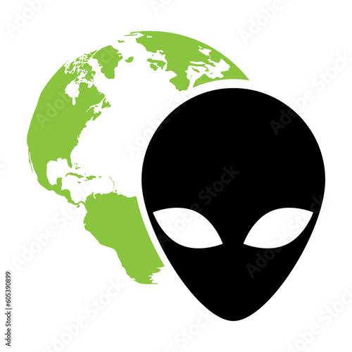 alien head and globe
