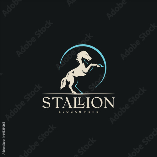 beautiful standing horse white equestrian vector design inspiration