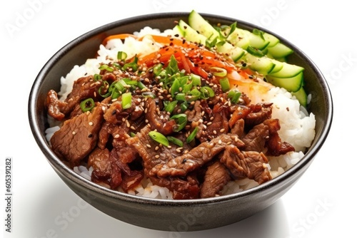 Bulgogi rice bowl is a gui made of thin marinated slice Food photography © MeyKitchen
