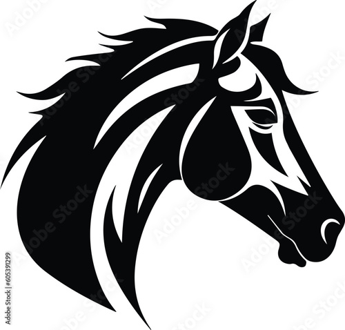 Horse Logo Monochrome Design Style 