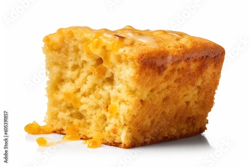 cornbread isolated on white background. Generated by AI photo