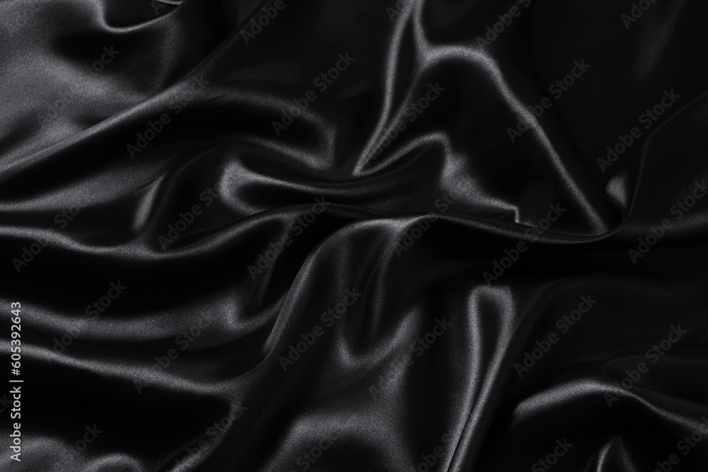 Silk fabric, abstract wavy black satin fabric background. Silk fabric, abstract wavy black satin fabric background.