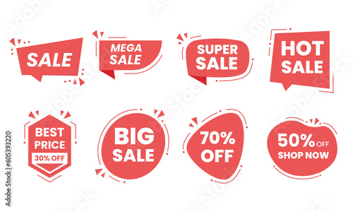 Set of red sale tags sticker and labels
