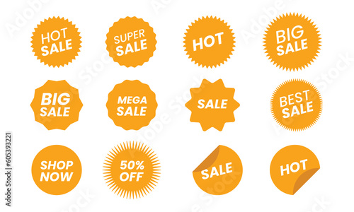 Collection of sale banner badge. mega sale. super sale and more