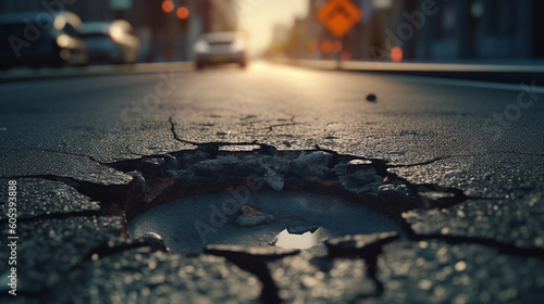 Hole in the asphalt. Generative Ai