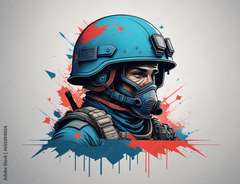 The soldier and helmet artwork made by ai generatibe tools The soldier and helmet artwork made by ai generatibe tools