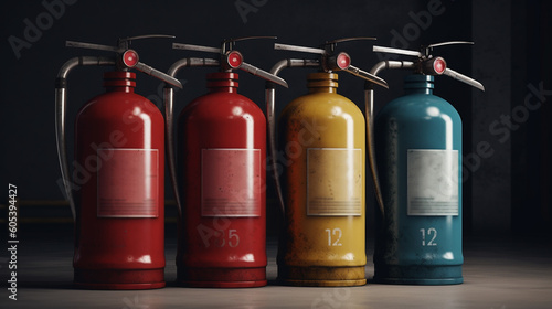 Fire extinguishers tanks. Generative Ai