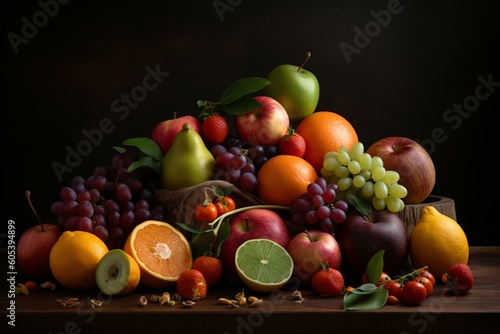 Assortment of fruits and vegetables. Generative AI