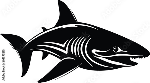 Shark Logo Monochrome Design Style 