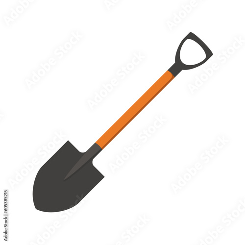 Garden shovel vector icon in flat style. Isolated symbol on white background.