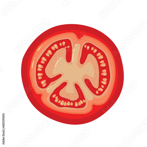 Sliced tomato. A tomato in a section