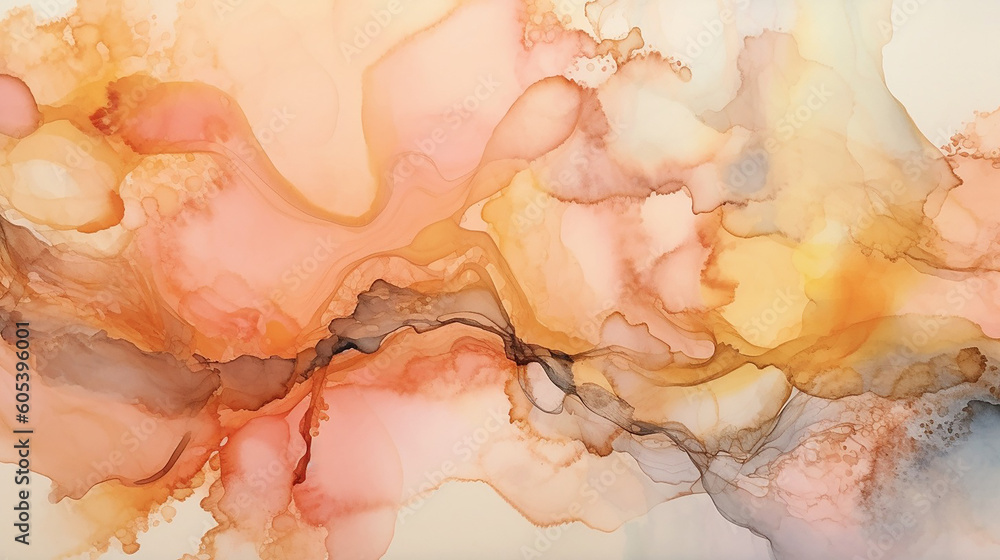 abstract watercolor background Peach and Bronze color Generative AI