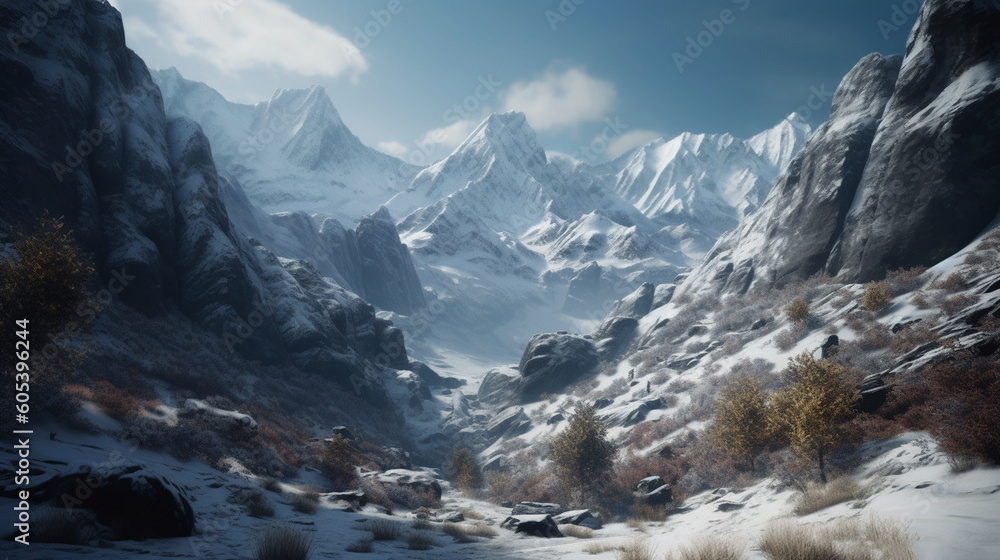Mountains at winter. Generative Ai Mountains at winter. Generative Ai