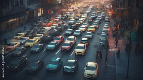 Traffic jam in the city. Generative Ai