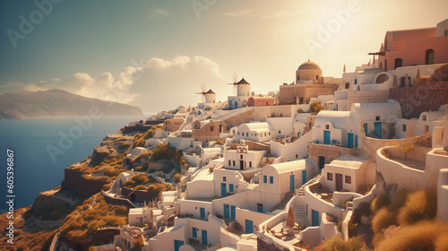 Santorini island, Greece. Generative Ai