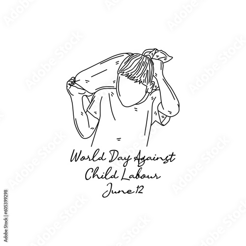 line art of world day against child labour good for world day against child labour celebrate. line art. illustration.