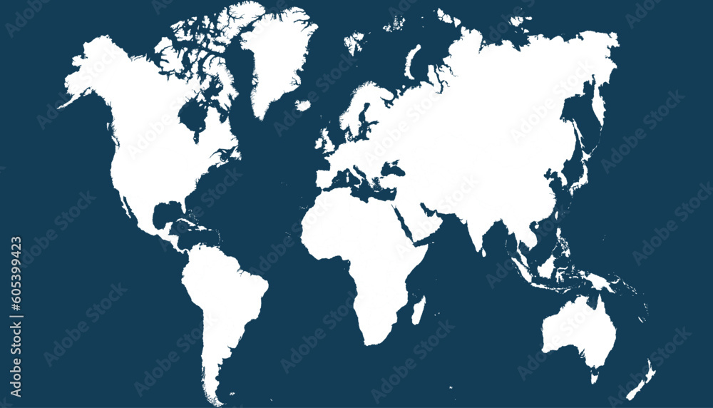 World map. Silhouette map. Color modern vector map	