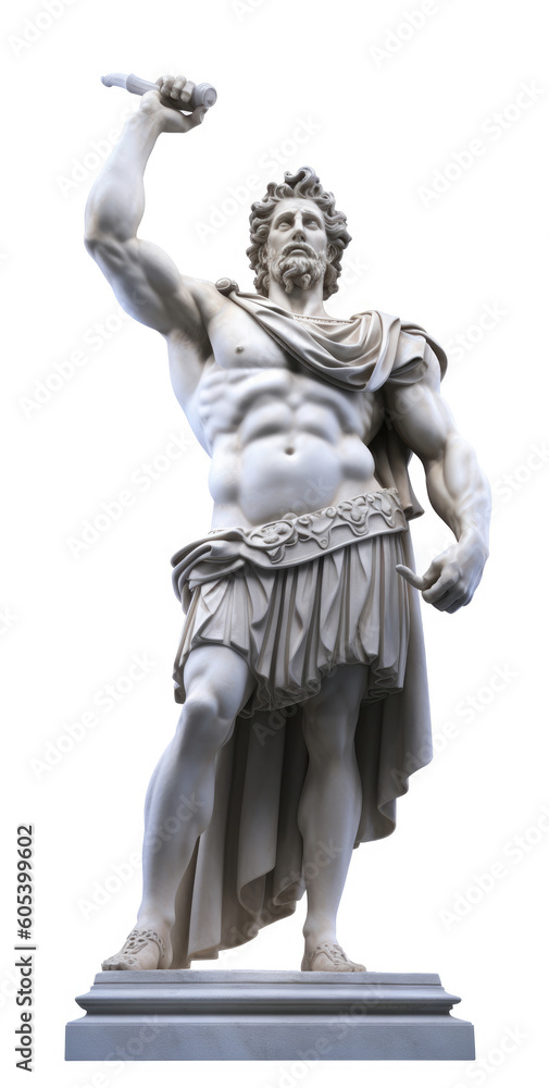 Greek marble god statue isolated on a white background, AI generated