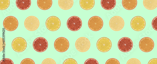 seamless pattern of lemon, orange, lime and grapefruit hand drawing. isolated images background.