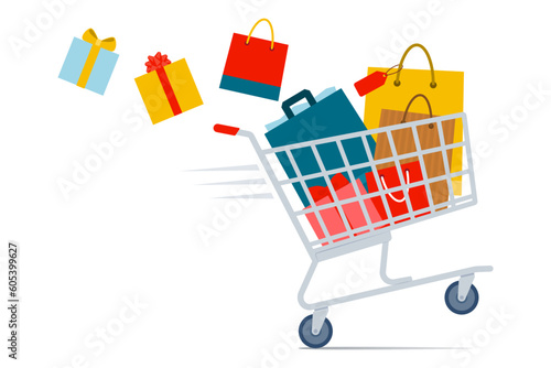 Shopping cart full of purchases