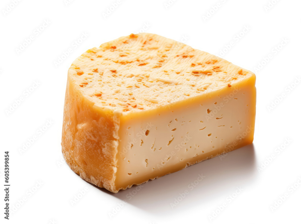 A cut italian cheese, isolated on white background A cut italian cheese, isolated on white background