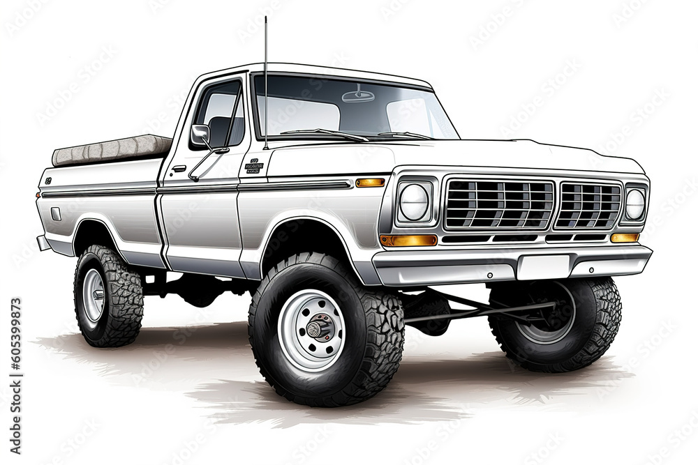 pickup truck isolated on white background. Generated by AI