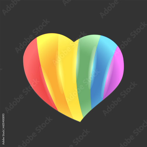 Lgbt rainbow flag in heart shape. Diversity representation symbol.