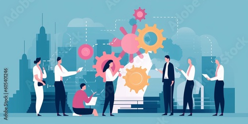 Discussion about a new idea. Project. Brainstorming. Business illustration, Generative AI