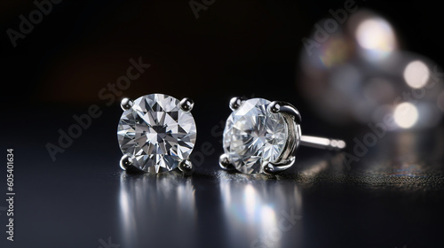 pair of diamond stud earrings Generative AI