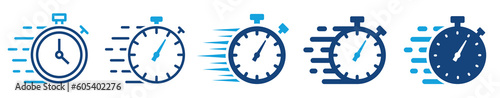 Set of Timer icons. Quick time icon, fast deadline. Timer and stopwatch icons. Rapid line symbol. Countdown timer collection. photo
