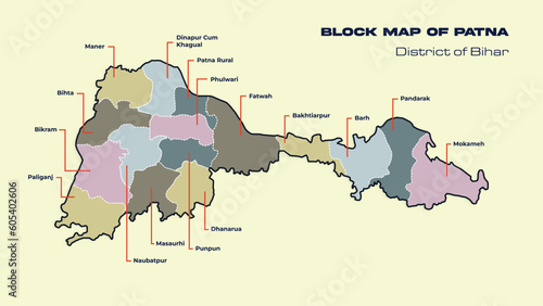 Block Map of Patna - District of Bihar photo