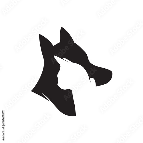Pets animal vet clinic logo, Dog and cat health cherty logo