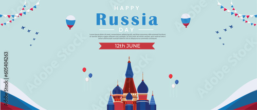 Russia national day banner template. 12 June independence day of Russia