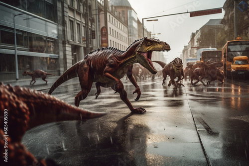 Dinosaurs attacking the city © mech