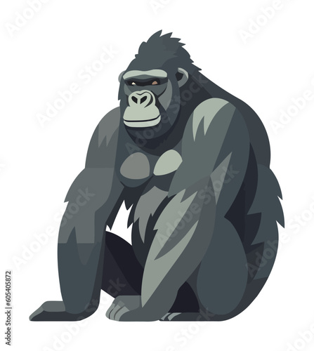 Muscular gorilla mascot sitting
