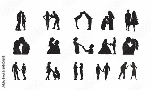 set of romantic couple vector illustration