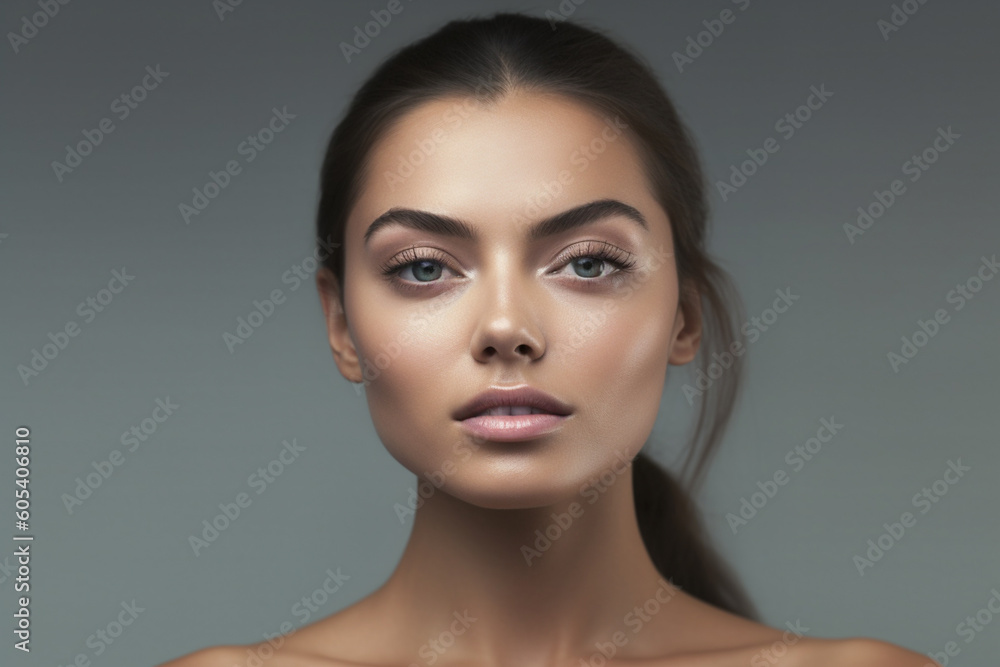 a beautiful face of a young woman healthy skin in skin care concept with Generative AI a beautiful face of a young woman healthy skin in skin care concept with Generative AI