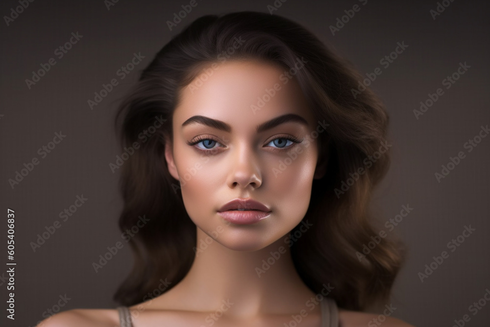 a beautiful face of a young woman healthy skin in skin care concept with Generative AI a beautiful face of a young woman healthy skin in skin care concept with Generative AI