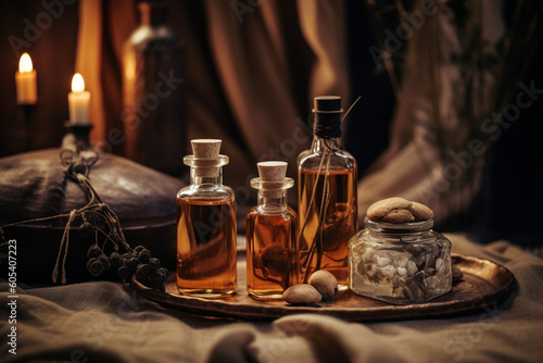 Wallpaper Mural the essential oil in the style of atmospheric and moody lighting with Generative AI Torontodigital.ca