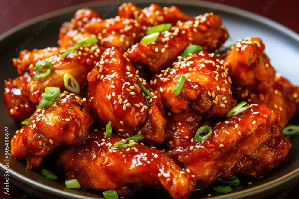 Dakgangjeong is a deep-fried crispy chicken dish glaze Food photography Dakgangjeong is a deep-fried crispy chicken dish glaze Food photography