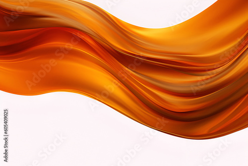  Orange luxury silk cloth floating flying in the air. With copy text space. Mock up template for product presentation. Wallpaper banner. 3D rendering. 